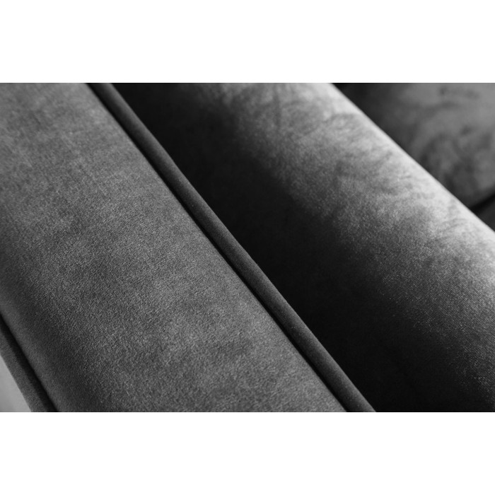 Canapé de esquina reversible KOLIRI gris – Sofá de diseño en terciopelo con puf a juego