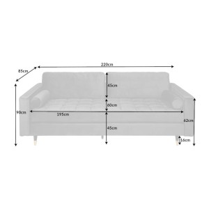 Dimensions du canapé dans la configuration canapé et pouf KOLIrI gris
