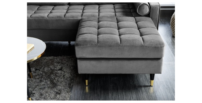 Zoom sur le pouf de la configuration du canapé et pouf KOLIRI gris vu de face