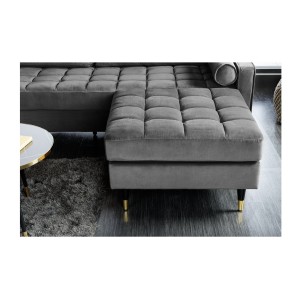 Zoom sur le pouf de la configuration du canapé et pouf KOLIRI gris vu de face