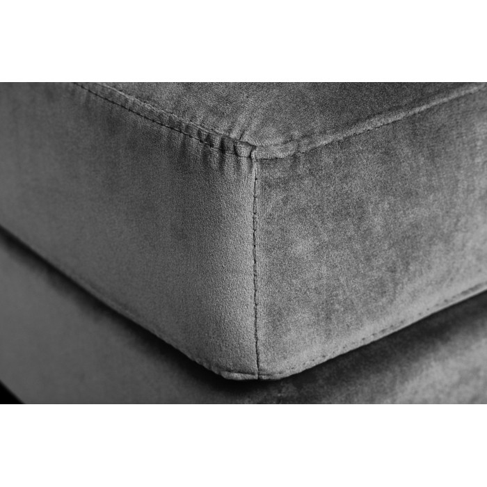 Canapé de esquina reversible KOLIRI gris – Sofá de diseño en terciopelo con puf a juego