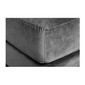 Zoom sur la tranche du pouf de la configuration canapé et pouf KOLIRI gris