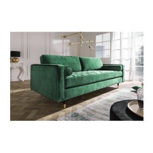Zoom sur le canapé dans la configuration canapé et pouf KOLIRI vert vu de côté