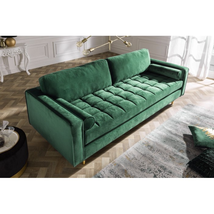Zoom sur le canapé dans la configuration canapé et pouf KOLIRI vert vu de haut