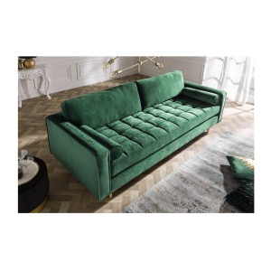 Zoom sur le canapé dans la configuration canapé et pouf KOLIRI vert vu de haut