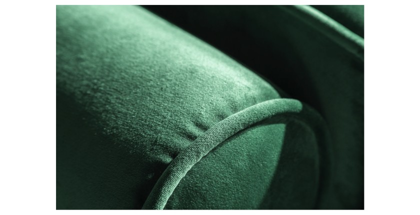 Zoom sur l'accoudoir du canapé dans la configuration canapé et pouf KOLIRI vert