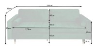 Dimensions du canapé dans la configuration canapé et pouf KOLIRI vert