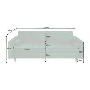 Dimensions du canapé dans la configuration canapé et pouf KOLIRI vert