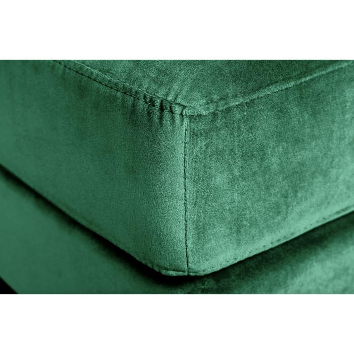 Zoom sur la tranche du pouf dans la configuration canapé et pouf KOLIRI vert
