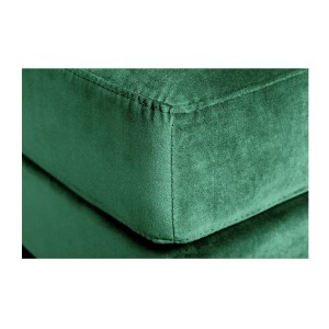 Zoom sur la tranche du pouf dans la configuration canapé et pouf KOLIRI vert