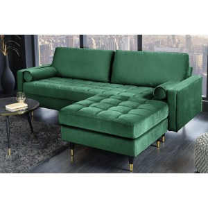 Canapé et pouf KOLIRI vert mis en situation