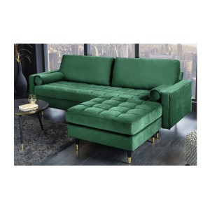 Canapé et pouf KOLIRI vert mis en situation