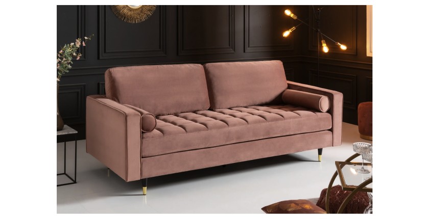 Zoom sur le canapé pour la configuration du canapé et pouf KOLIRI rose poudré