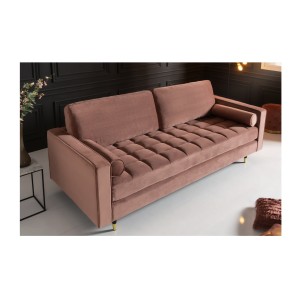 Zoom sur le canapé pour la configuration du canapé et pouf KOLIRI rose poudré vu de haut