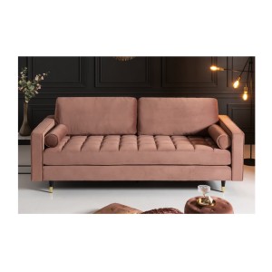 Zoom sur le canapé pour la configuration du canapé et pouf KOLIRI rose poudré vu de face