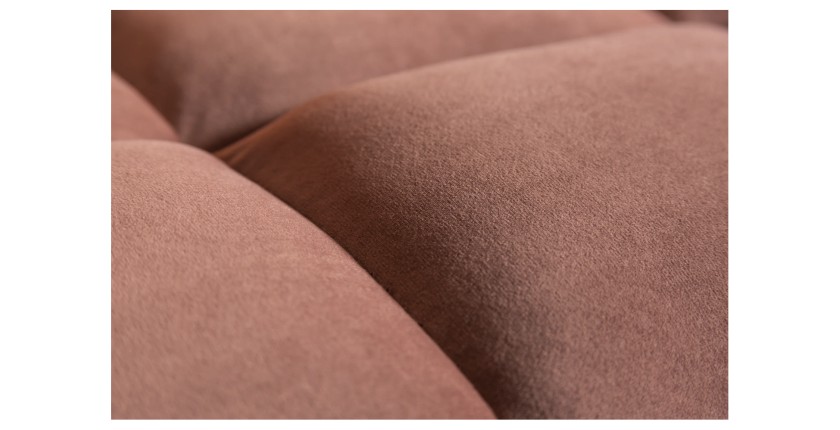 Zoom sur la texture du canapé et pouf KOLIRI rose poudré