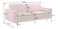 Dimensions du canapé pour la configuration du canapé et pouf KOLIRI rose poudré