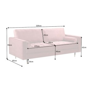 Dimensions du canapé pour la configuration du canapé et pouf KOLIRI rose poudré