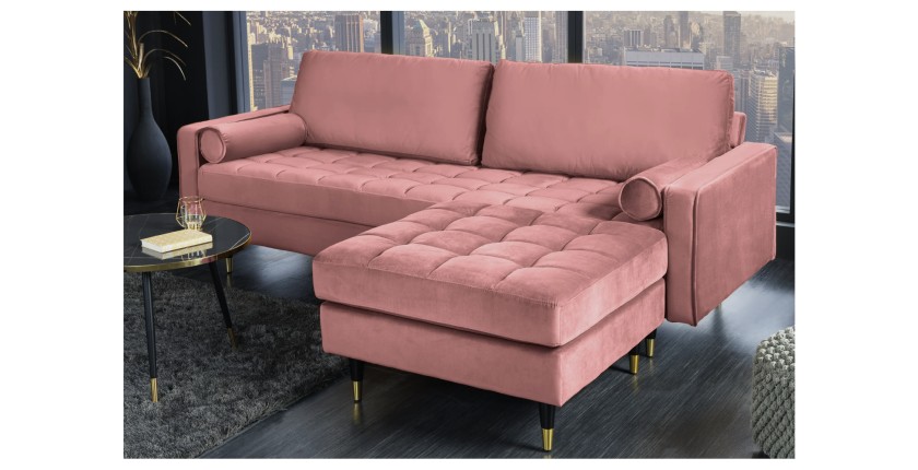 Canapé et pouf KOLIRI rose poudré mis en situation