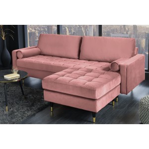 Canapé et pouf KOLIRI rose poudré mis en situation