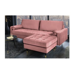 Canapé et pouf KOLIRI rose poudré mis en situation