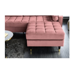 Zoom sur le pouf pour la configuration du canapé et pouf KOLIRI rose poudré vu de face