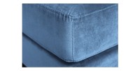 Zoom sur la tranche du pouf dans la configuration canapé d'angle et pouf KOLIRI bleu