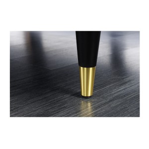 Zoom sur les détails des pieds de l'ensemble canapé d'angle et pouf KOLIRI bleu