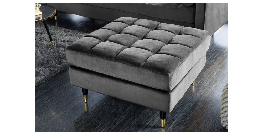 Zoom sur le pouf pour la configuration du canapé d'angle et pouf KOLIRI gris