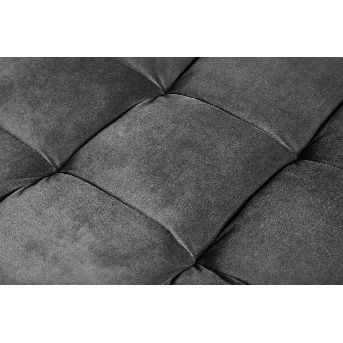 Zoom sur les motifs de l'ensemble canapé d'angle et pouf KOLIRI gris