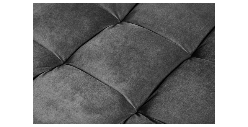 Zoom sur les motifs de l'ensemble canapé d'angle et pouf KOLIRI gris