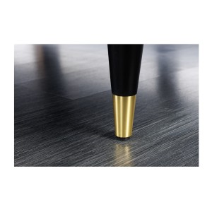 Zoom sur les détails des pieds de l'ensemble canapé d'angle et pouf KOLIRI gris