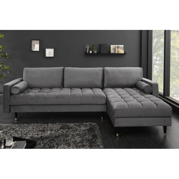 Zoom sur le canapé d'angle pour la configuration du canapé d'angle et pouf KOLIRI gris