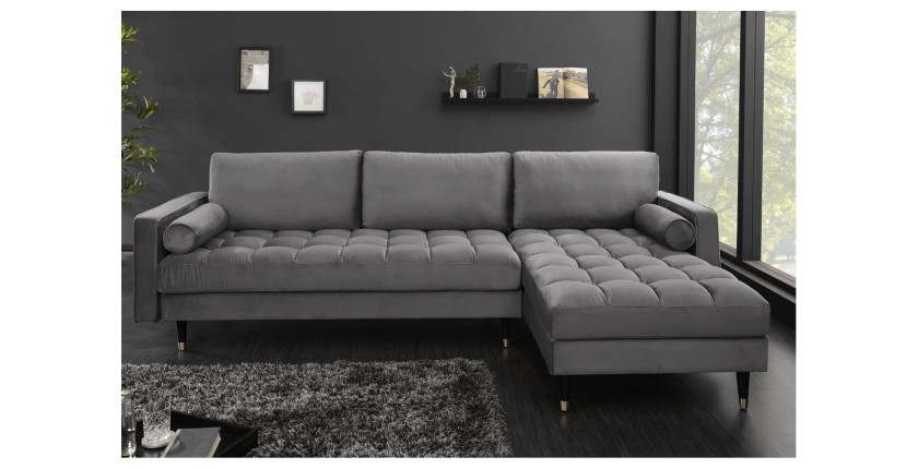 Zoom sur le canapé d'angle pour la configuration du canapé d'angle et pouf KOLIRI gris