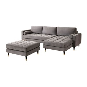 Ensemble canapé d'angle et pouf KOLIRI gris