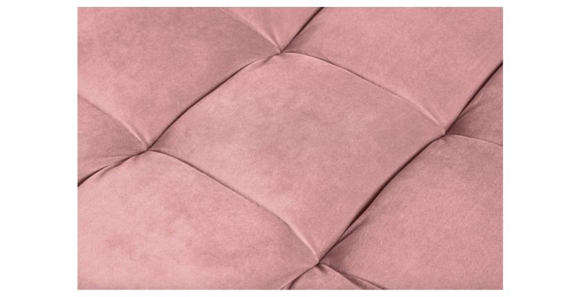 Zoom sur les motifs de l'ensemble canapé d'angle et pouf KOLIRI rose poudré