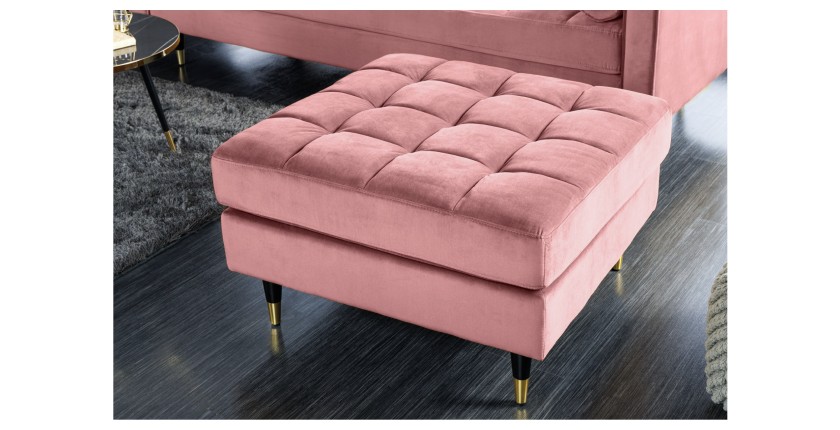 Zoom sur le pouf pour la configuration canapé d'angle et pouf KOLIRI rose poudré