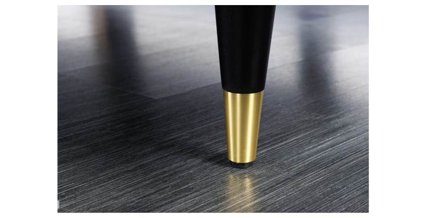 Zoom sur les détails des pieds de l'ensemble canapé d'angle et pouf KOLIRI rose poudré