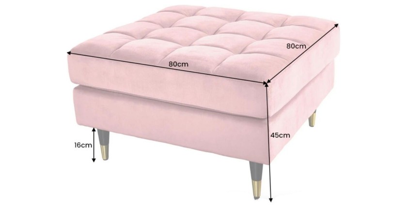 Dimensions du pouf pour la configuration canapé d'angle et pouf KOLIRI rose poudré