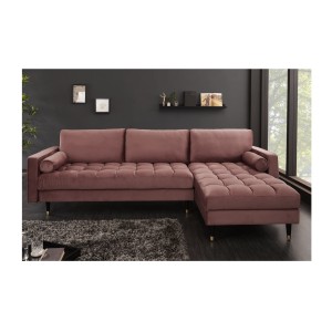 Zoom sur le canapé d'angle pour la configuration canapé d'angle et pouf KOLIRI rose poudré