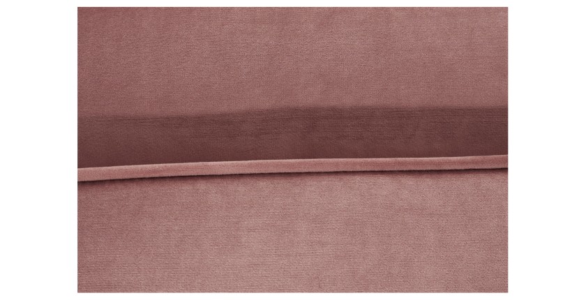 Zoom sur les coutures de l'ensemble canapé d'angle et pouf KOLIRI rose poudré