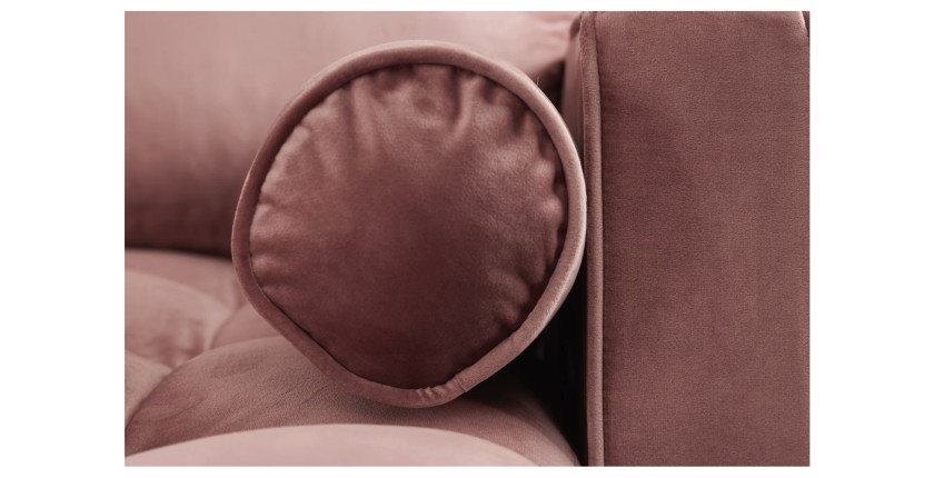 Zoom sur l'accoudoir du canapé d'angle pour la configuration canapé d'angle et pouf KOLIRI rose poudré
