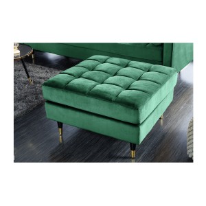 Zoom sur le pouf pour la configuration canapé d'angle et pouf KOLIRI vert émeraude