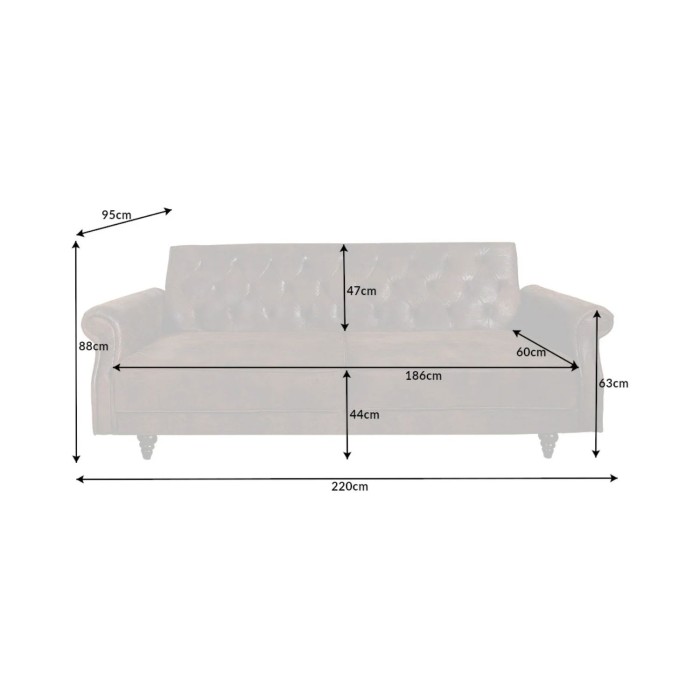 Sofa rechtwinklig umwandelbar MILES braun – Barocksofa aus Mikrofaser mit Massivholzstruktur