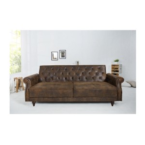 Canapé droit convertible MILES marron mis en situation