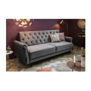 Canapé droit convertible MILES gris vu de côté