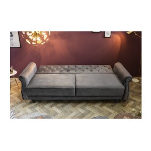 Canapé droit convertible MILES gris en mode lit