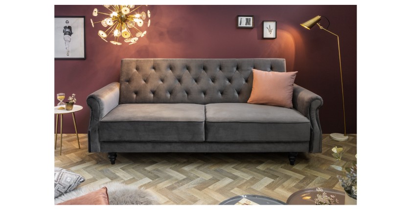 Canapé droit convertible MILES gris mis en situation