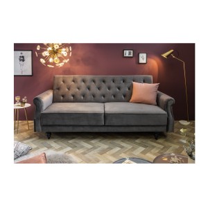 Canapé droit convertible MILES gris mis en situation