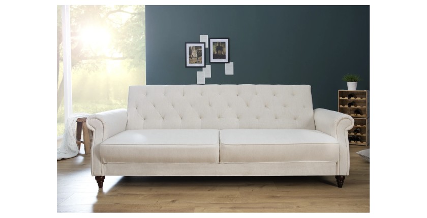 Canapé droit convertible MILES blanc mis en situation